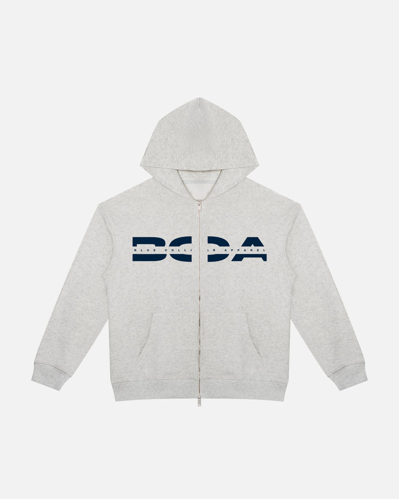 BCA Zip Hoodie — Oat Gray / White / Apricot